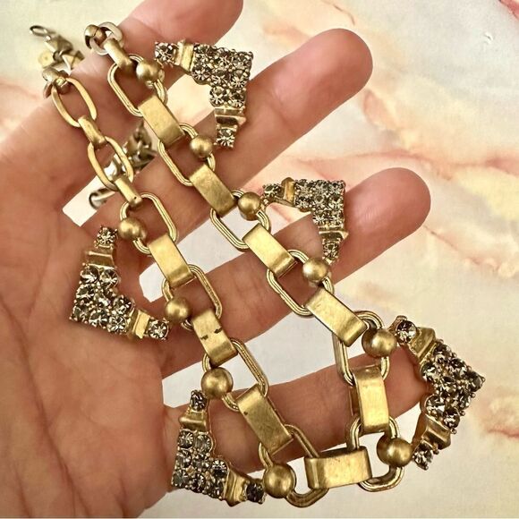 Stella and Dot gold tone rhinestone choker necklace - Picture 4 of 11